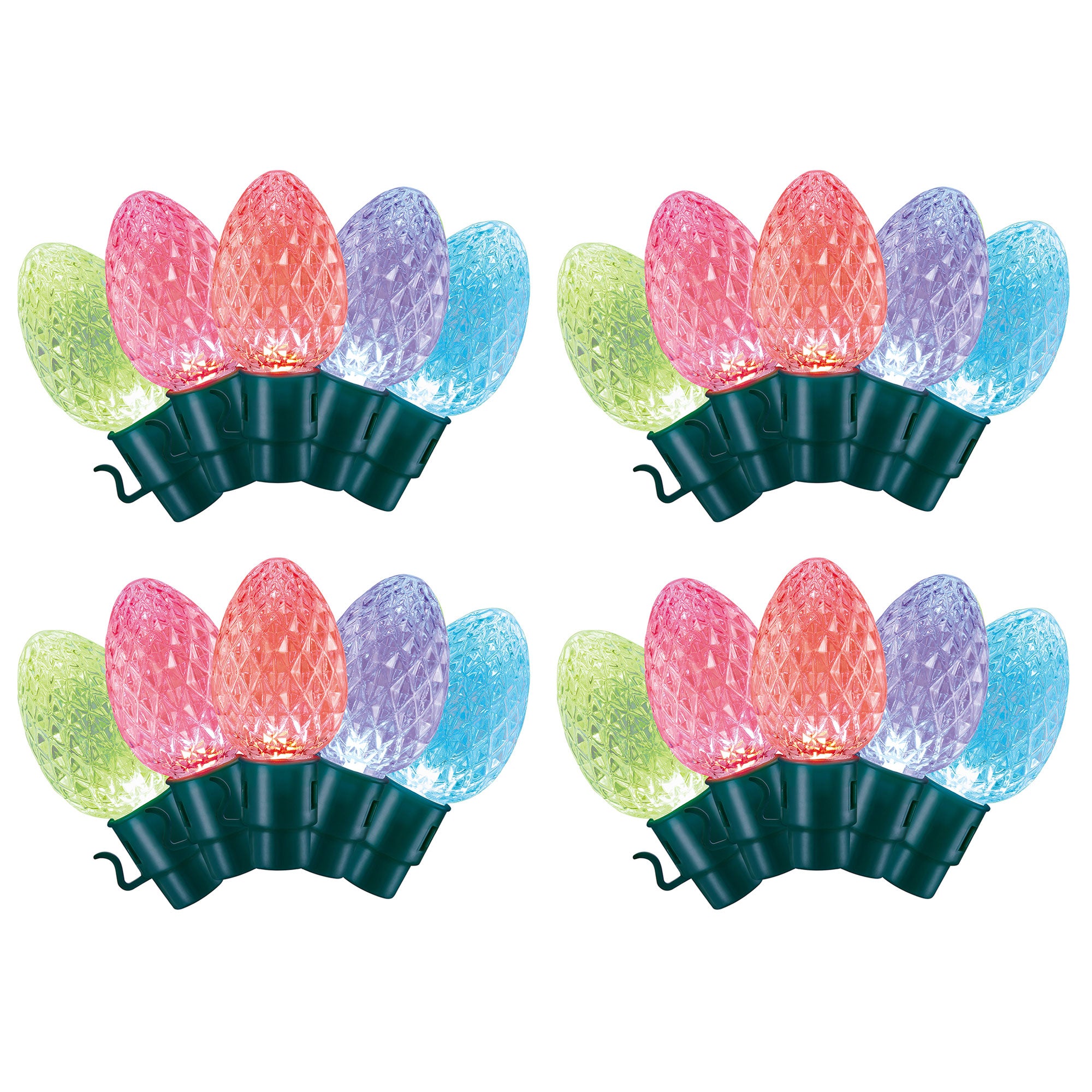 Lumations Twinkly App Control C12 Faceted Lights, 20 Bulbs, Multi Color (4 Pack)
