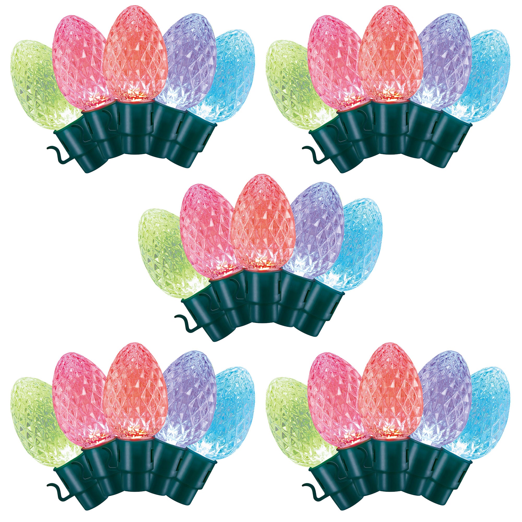 Lumations Twinkly App Control C12 Faceted Lights, 20 Bulbs, Multi Color (5 Pack)