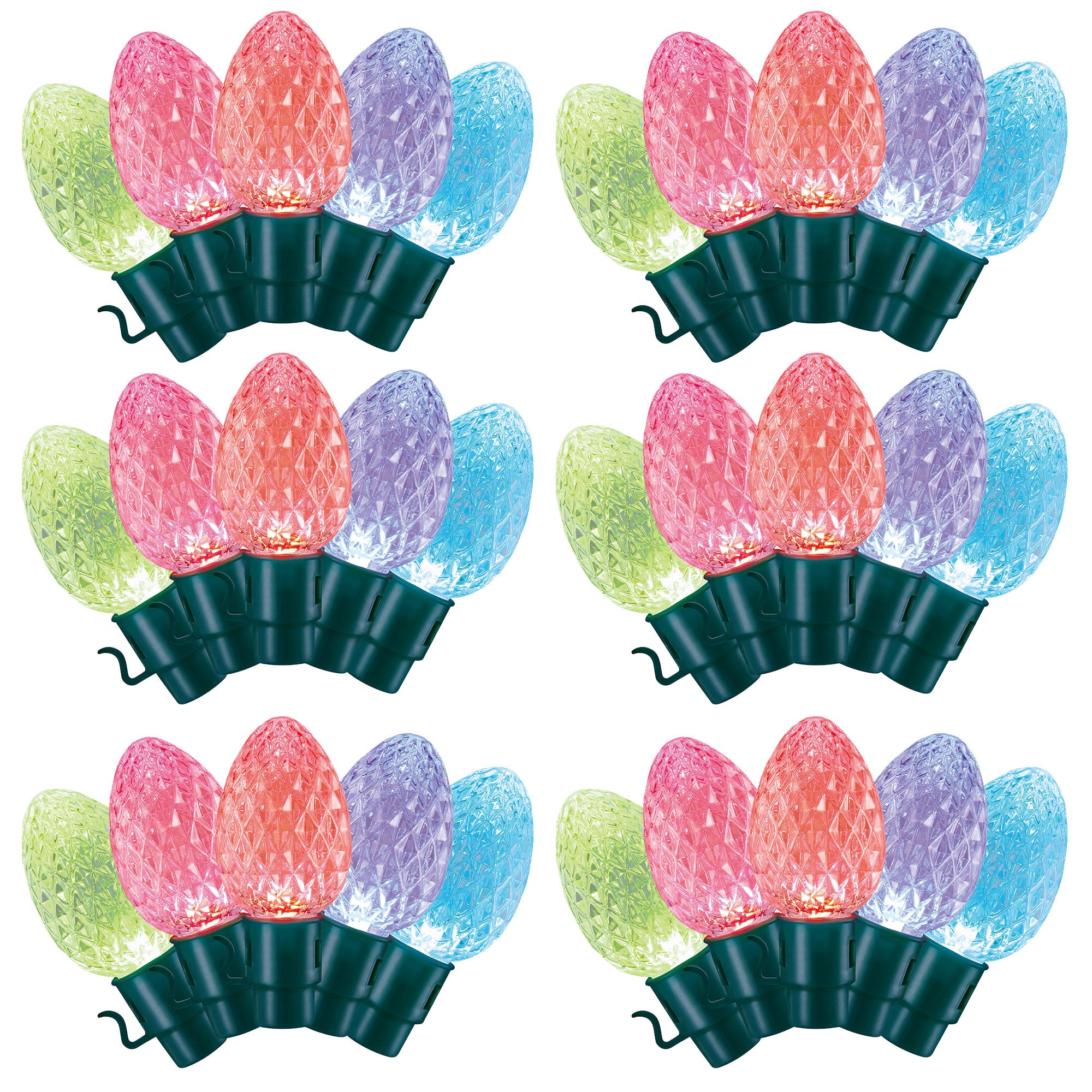 Lumations Twinkly App Control C12 Faceted Lights, 20 Bulbs, Multi Color (6 Pack)