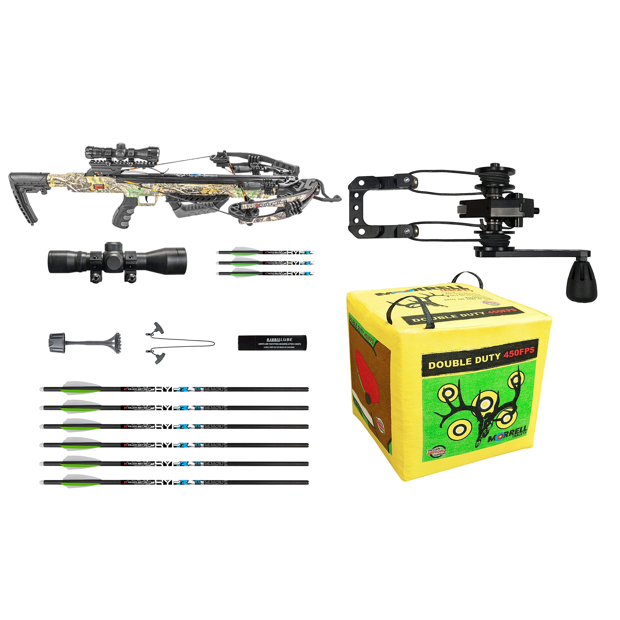 Killer Instinct 415 Crossbow Package w/ 9 Bolts, Cube Target, & Crank Cocker