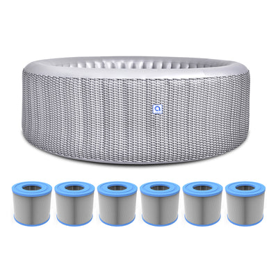 JLeisure Avenli 63" Inflatable Round Spa & High Flow Filter Cartridge (6 Pack) - VMInnovations