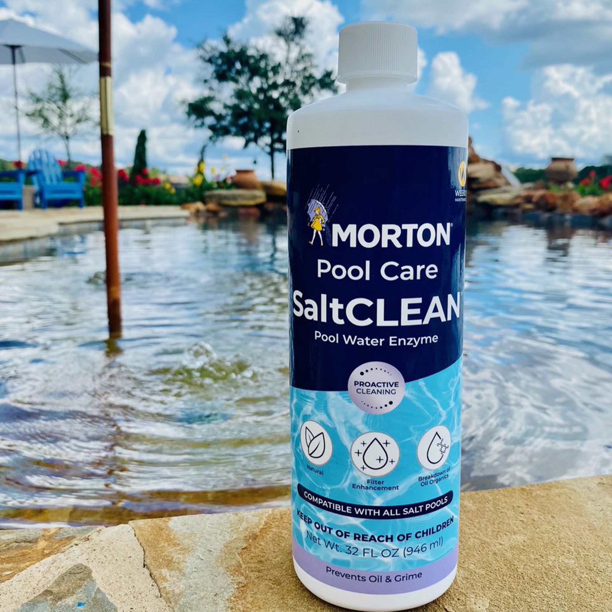 Morton Pool Care SaltCLEAN Salt Water Swimming Pool Water Enzyme, 32 Oz, 4 Pack - VMInnovations