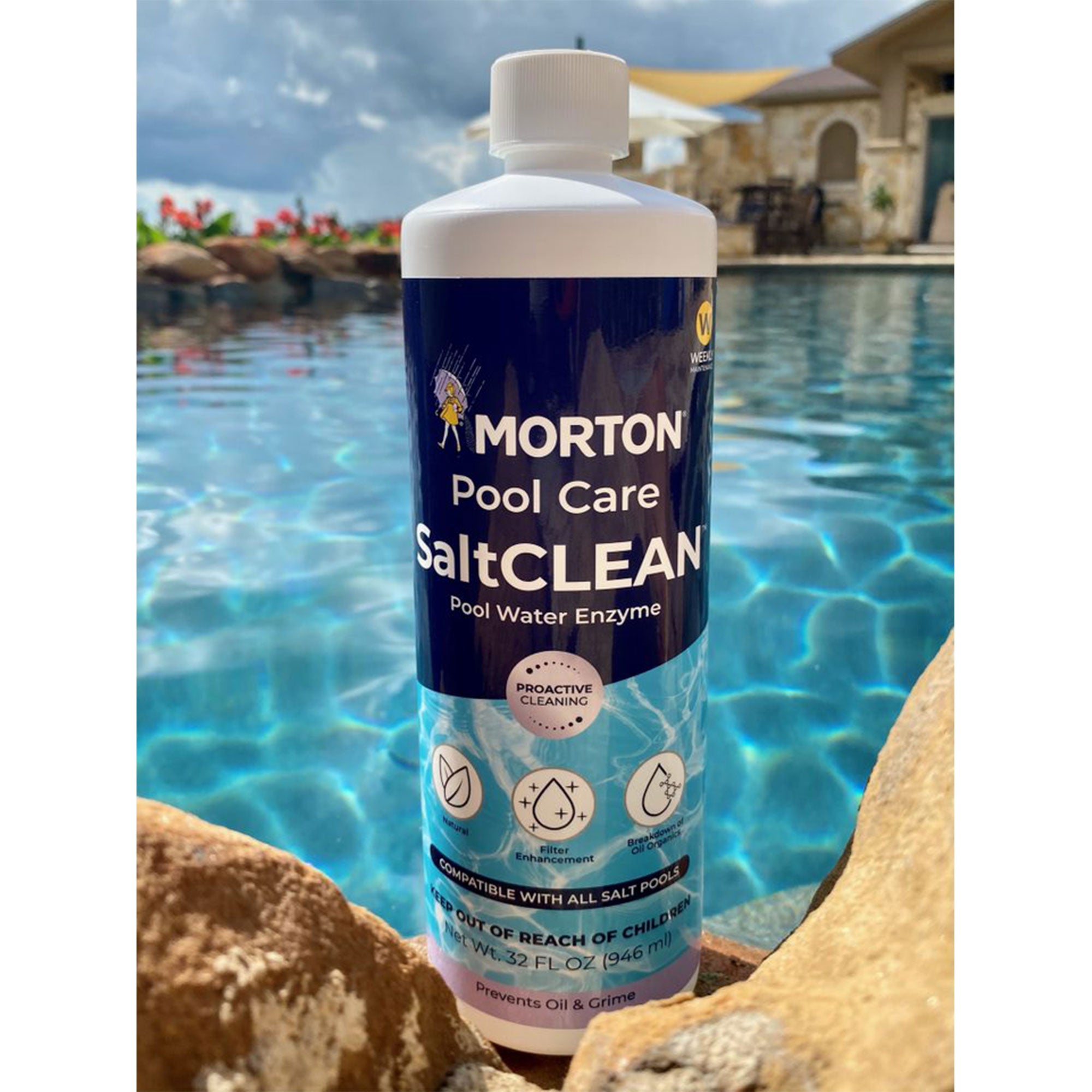 Morton Pool Care SaltCLEAN Salt Water Swimming Pool Water Enzyme, 32 Oz, 4 Pack - VMInnovations