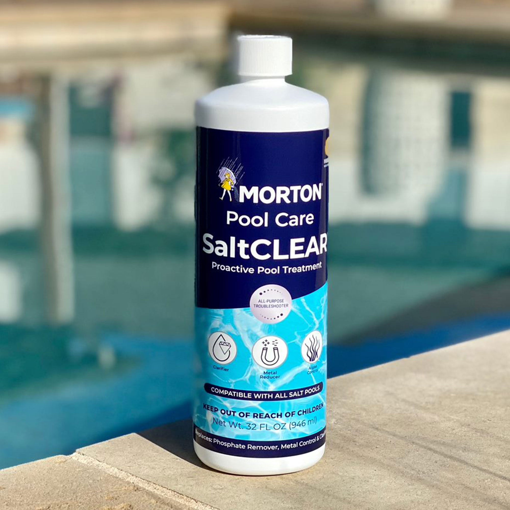 Morton Pool Care SaltCLEAR Salt Water Pool Proactive Treatment, 32 Ounce, 2 Pack