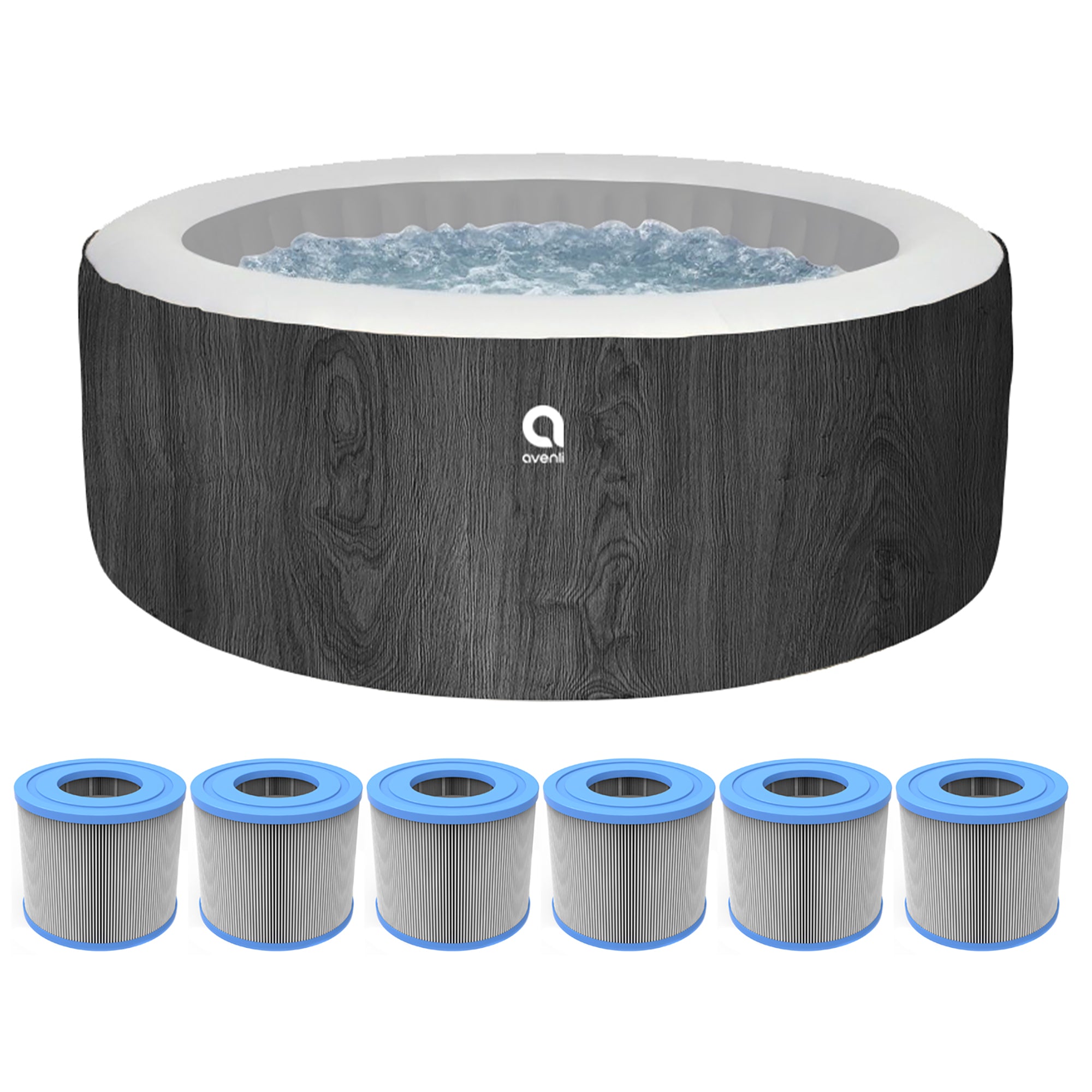 JLeisure Avenli 63" Inflatable Round Spa &  6-Pack High Flow Filter Cartridges - VMInnovations