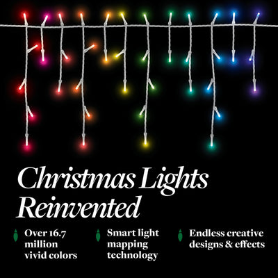 Home Heritage 7' Icicle Style Holiday Lights, App Controlled, 50 RGB LEDs 6 Pack