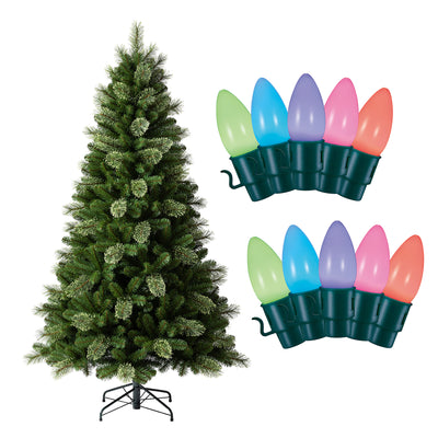 Home Heritage 7' Cascade Cashmere Pine Tree w/ Twinkly App Controlled RGB Lights