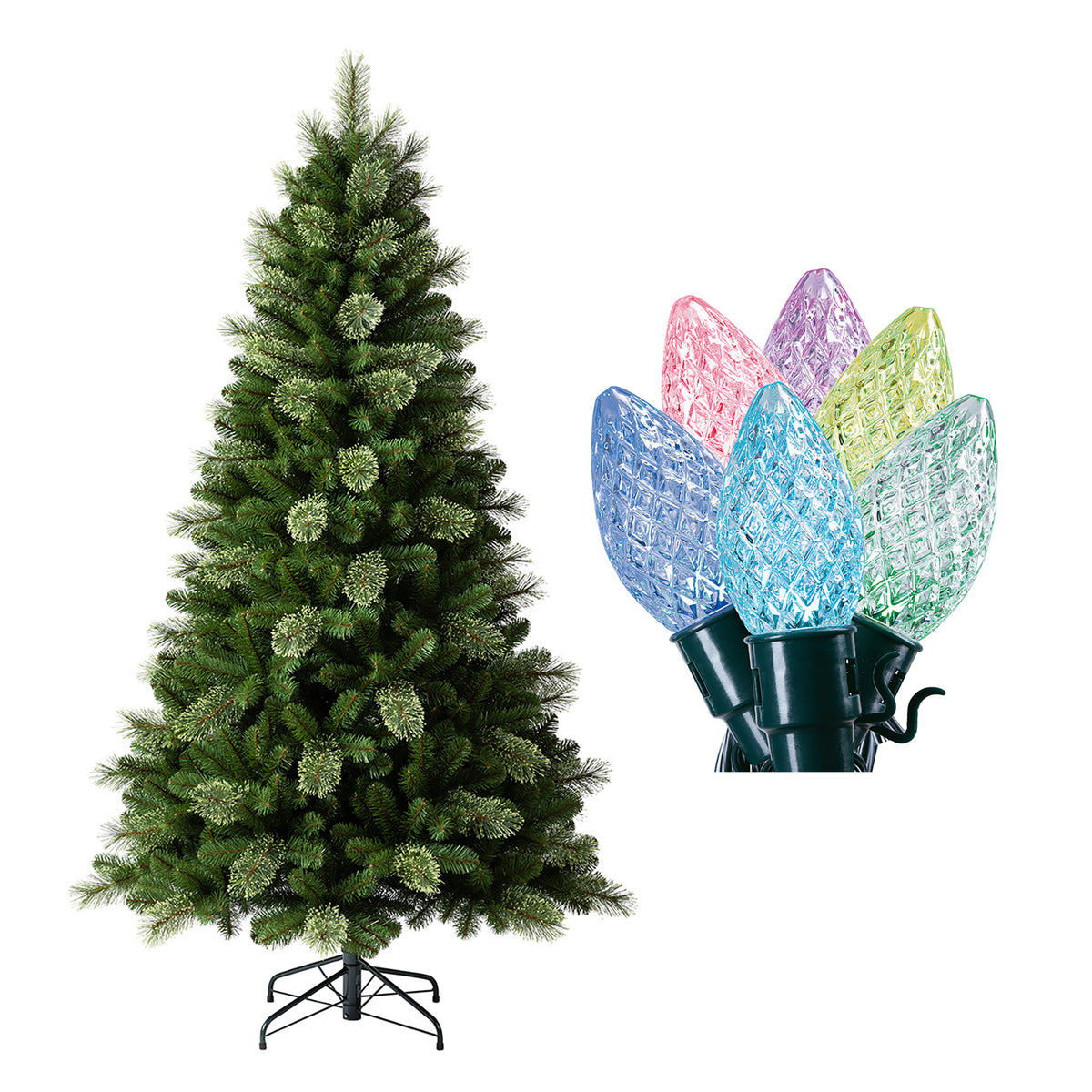 Home Heritage 7' Cascade Cashmere Pine Tree w/ Twinkly App Controlled RGB Lights