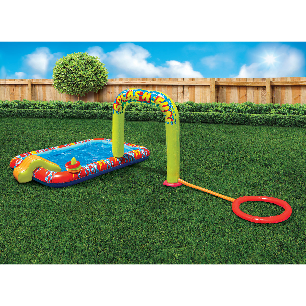 Banzai Splash Fun Kids Inflatable Tug Of War Sprinkler and Water Slide(Open Box)