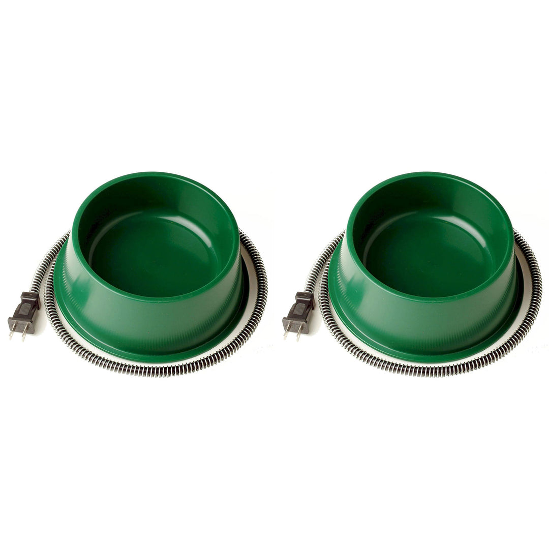 Farm Innovators QT 1 25 Watt 1 Qt Electric Heated Pet Water Bowl, Green (2 Pack)