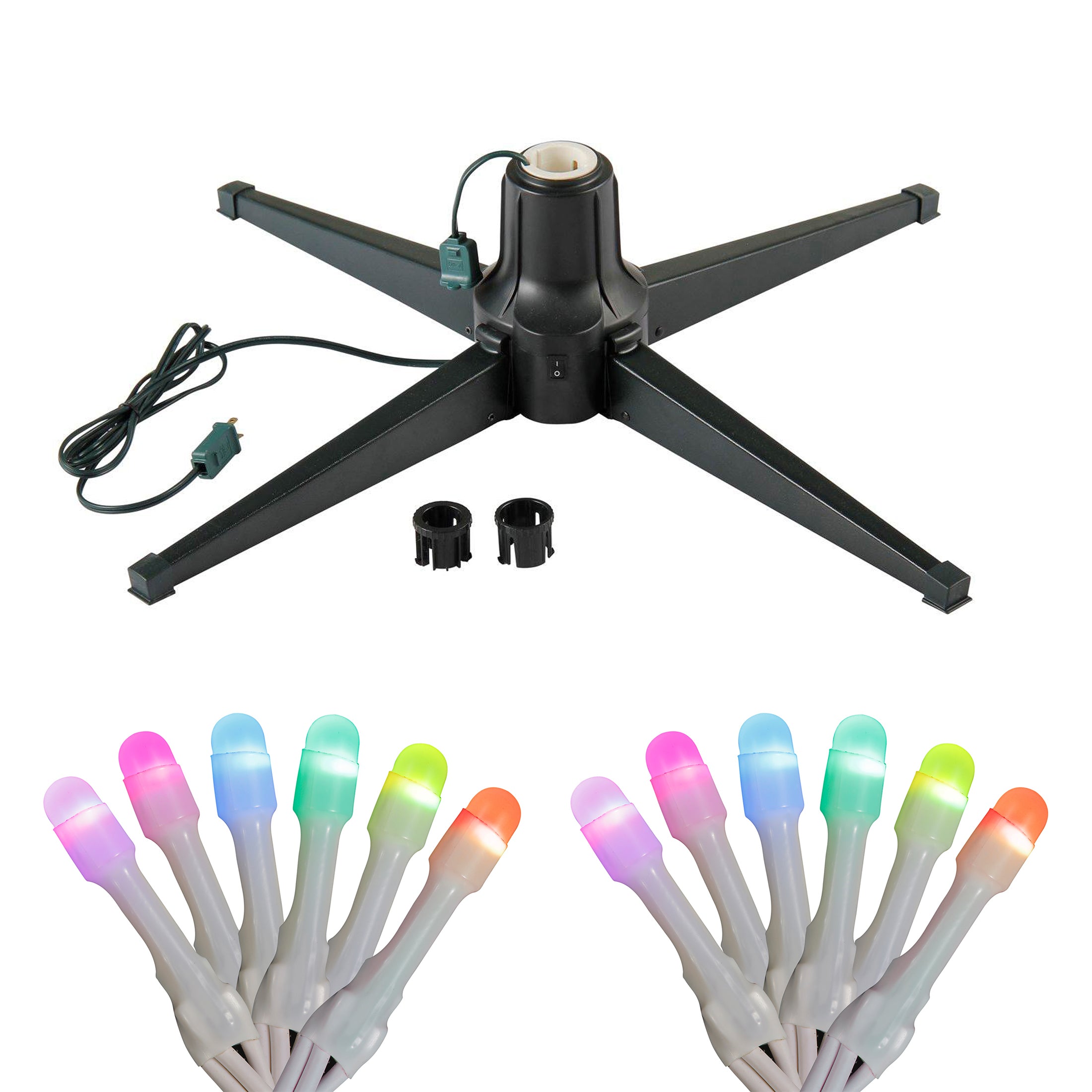 Home Heritage Rotating Christmas Tree Stand w/ Twinkly App Controlled RGB Lights