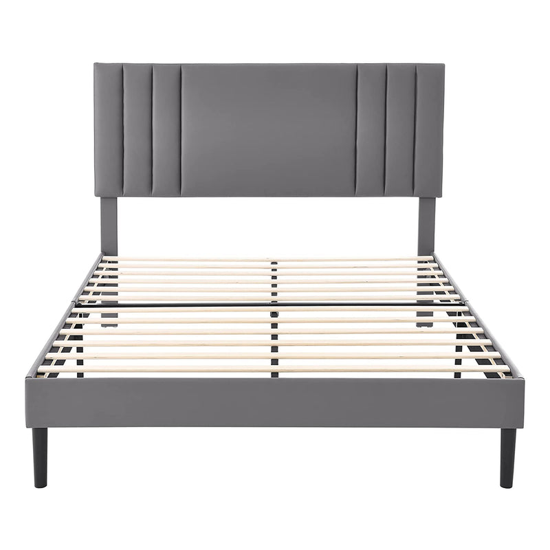 BIKAHOM Tufted Platform Bed Frame w/Adjusting Headboard, Queen, Grey (Used)