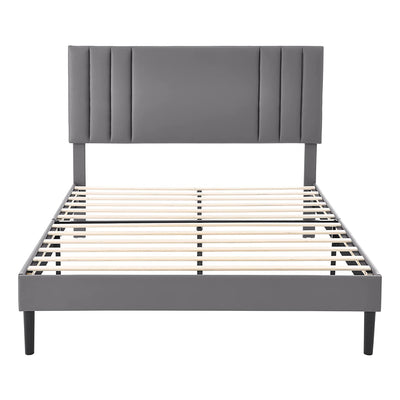 BIKAHOM Tufted Upholstered Platform Bed Frame w/Adjustable Headboard (Open Box)