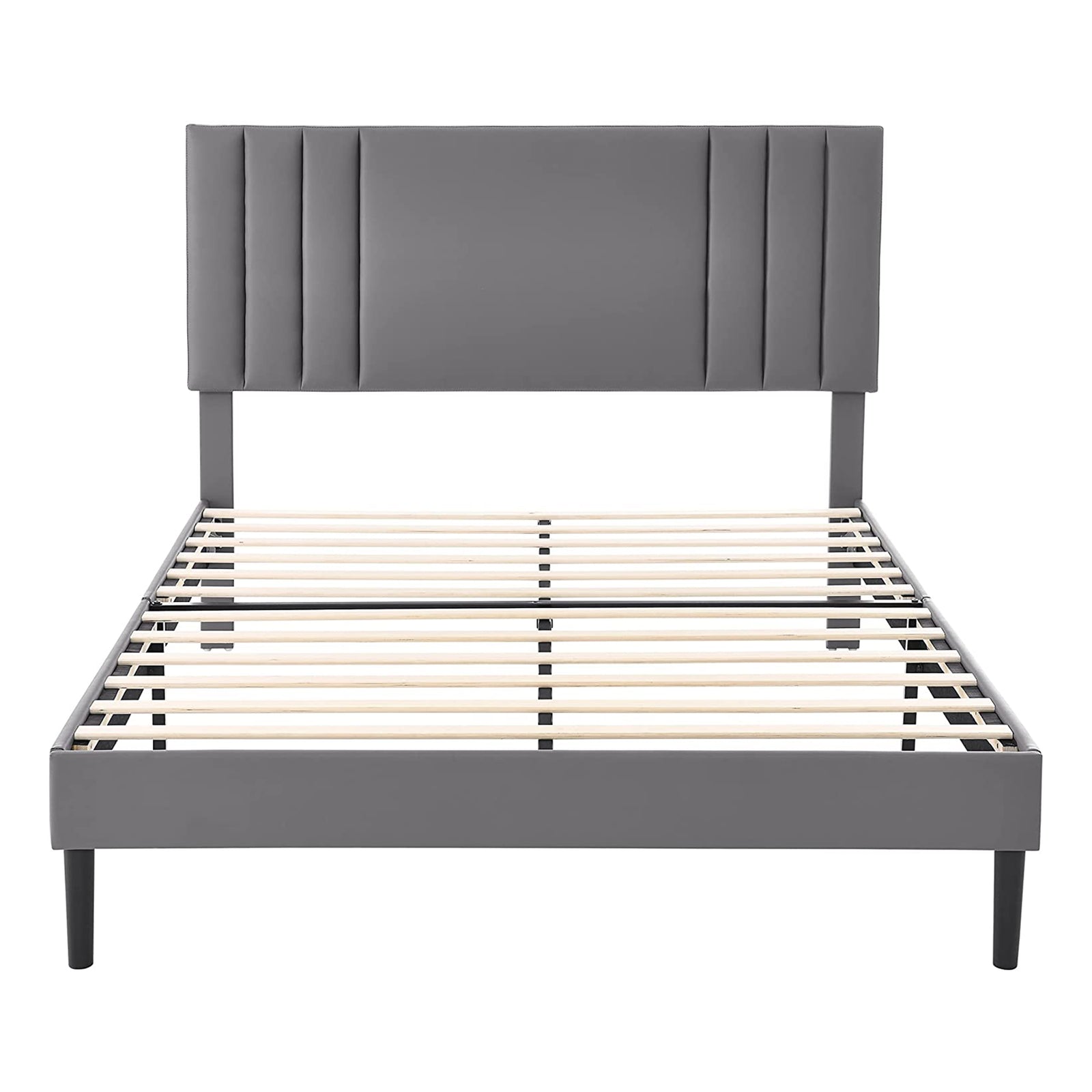 BIKAHOM Tufted Platform Bed Frame w/Adjusting Headboard, Queen, Grey (Used) - VMInnovations