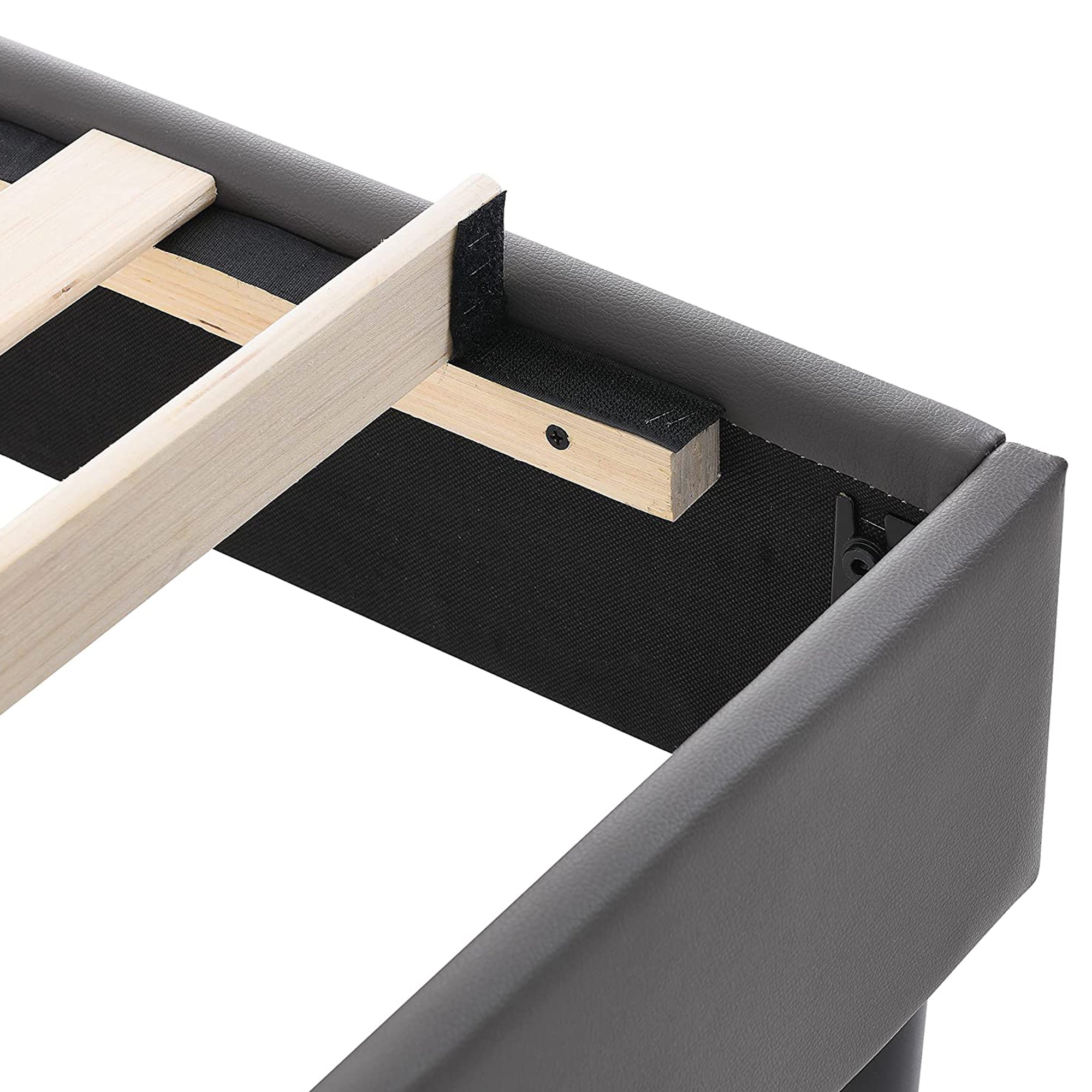BIKAHOM Tufted Upholstered Platform Bed Frame w/Adj. Headboard, Full, Grey(Used) - VMInnovations