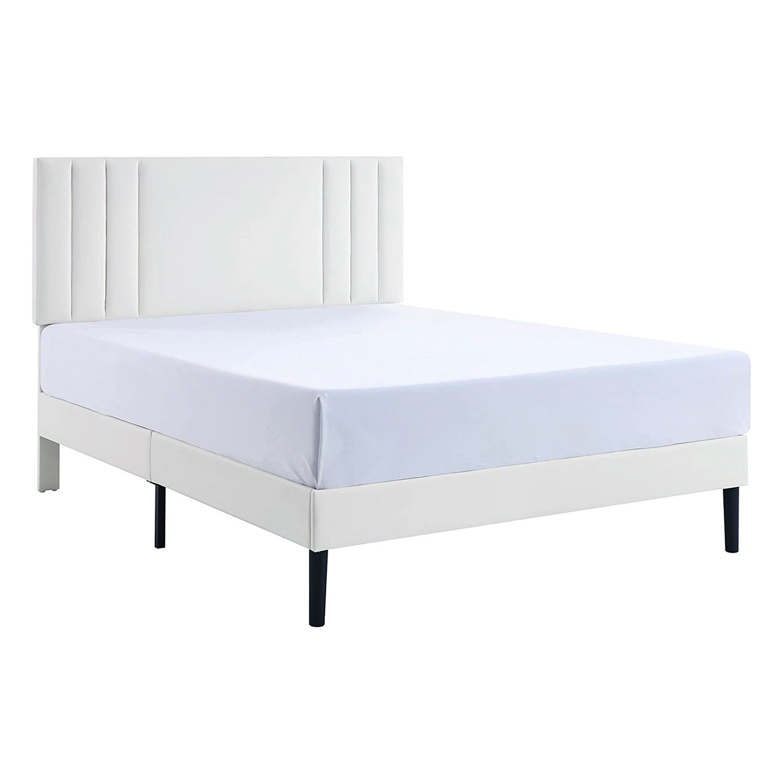 Tufted Upholstered Platform Bed Frame w/Adjusting Headboard, Full (Used) - VMInnovations
