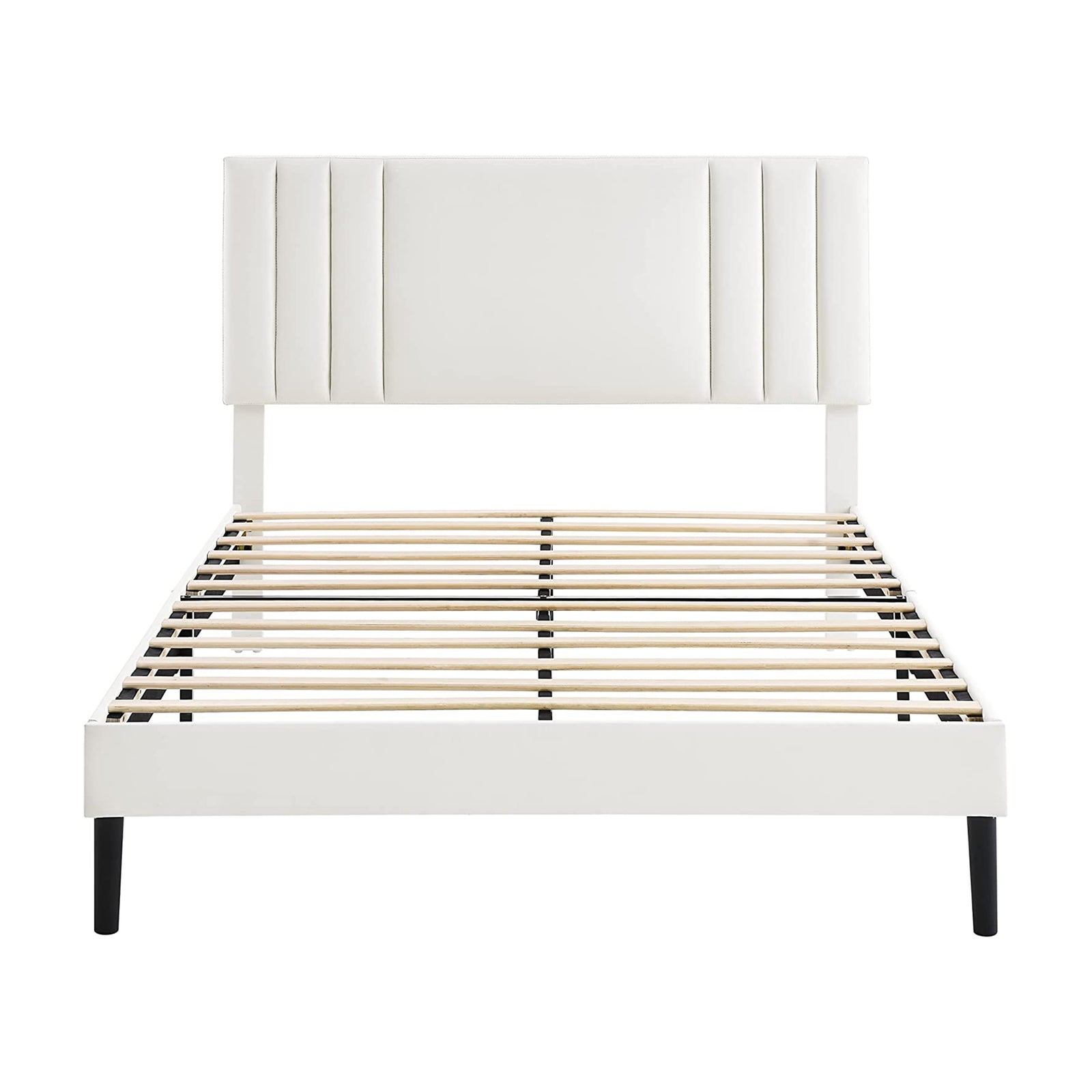 BIKAHOM Tufted Upholstered Platform Bed Frame w/Adjusting Headboard, King (Used) - VMInnovations