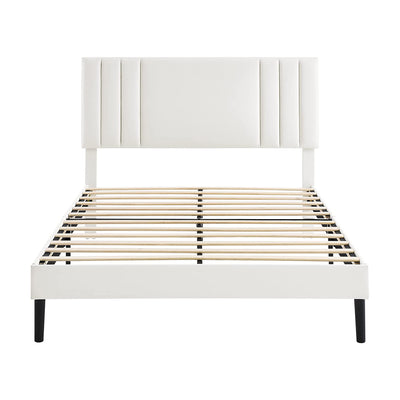 Tufted Upholstered Platform Bed Frame w/Adjusting Headboard, Full (Used) - VMInnovations