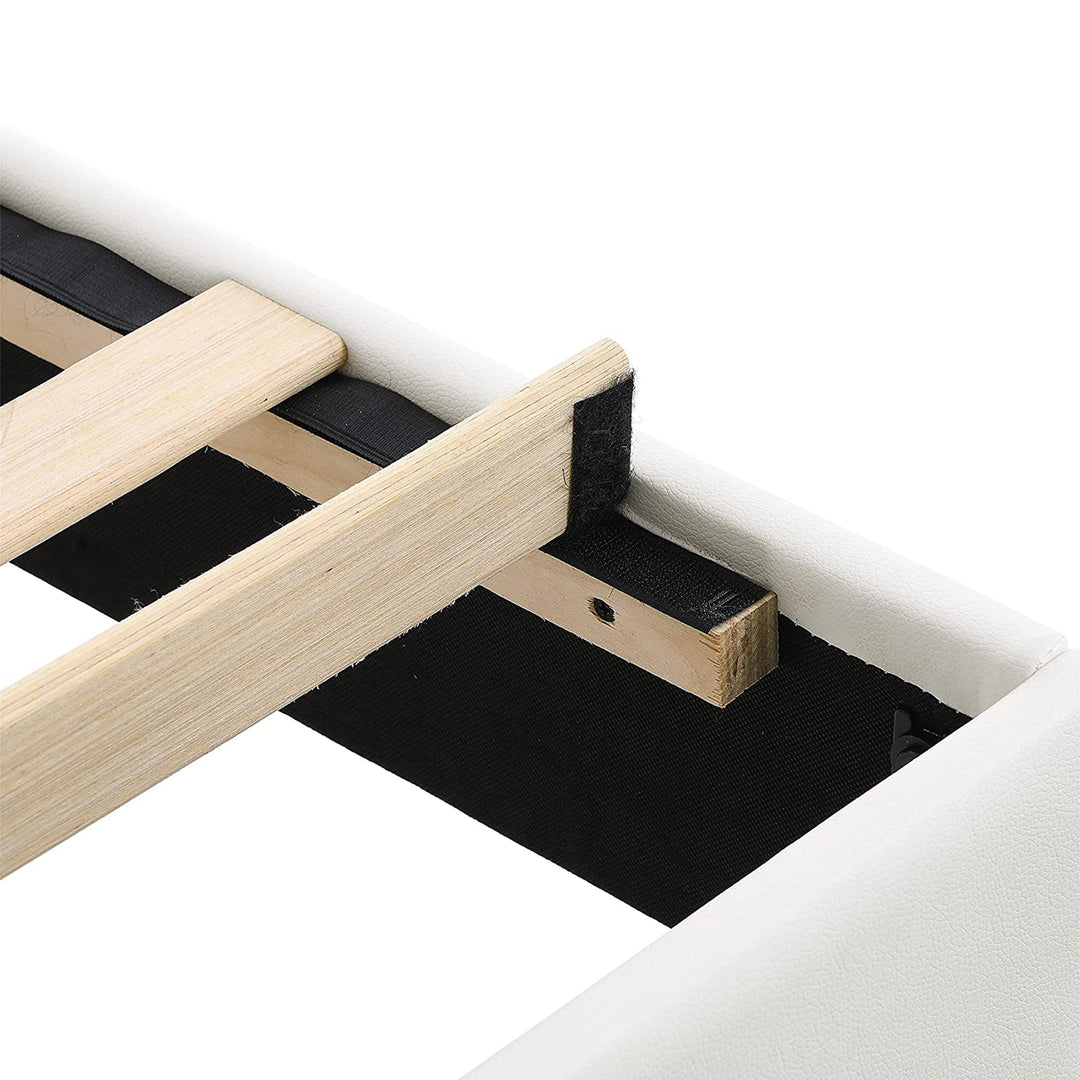 Tufted Upholstered Platform Bed Frame w/Adjusting Headboard, Full (Used) - VMInnovations