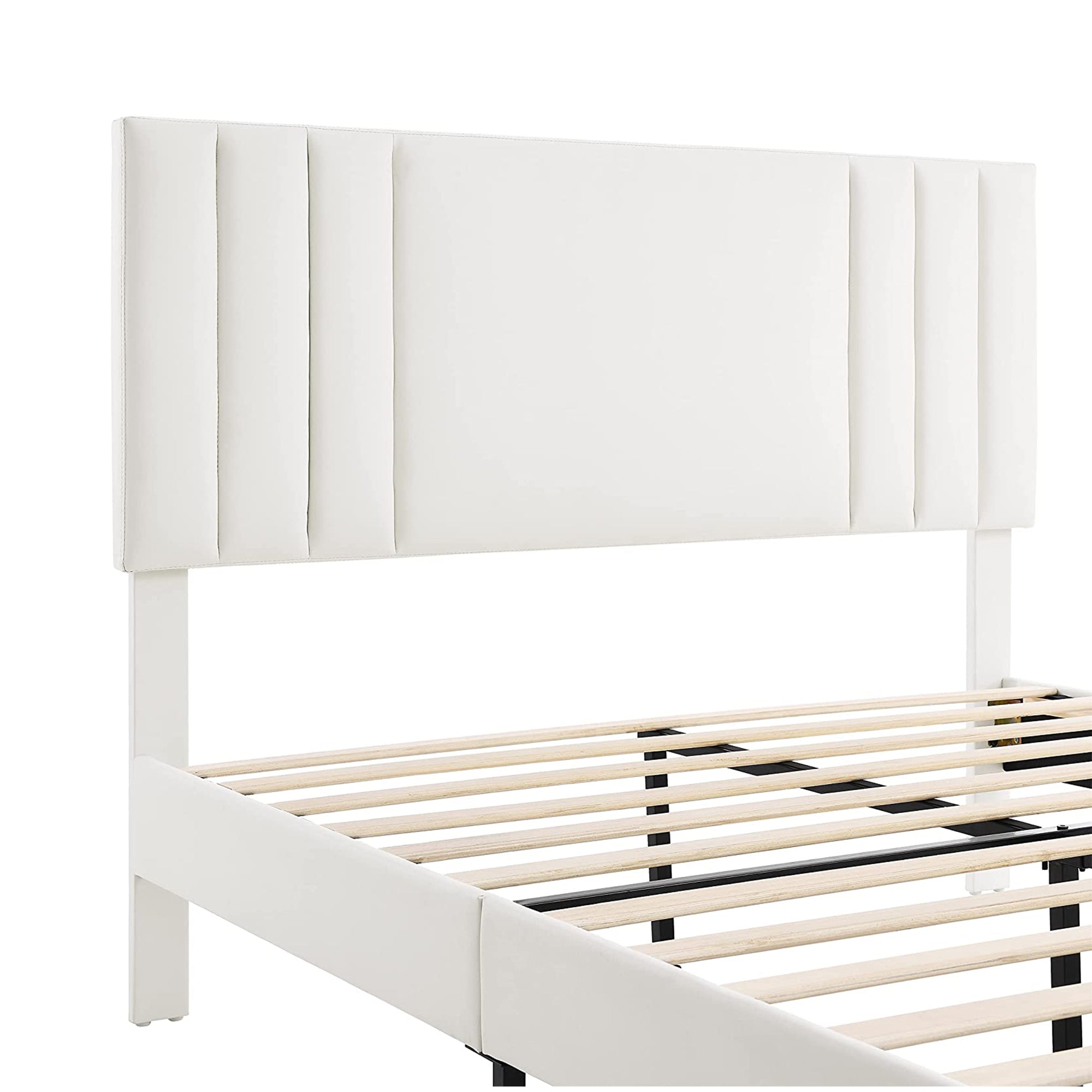 Tufted Upholstered Platform Bed Frame w/Adjusting Headboard, Full (Used) - VMInnovations