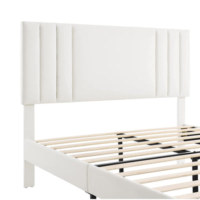 BIKAHOM Tufted Upholstered Platform Bed Frame w/Adapting Headboard, Queen (Used)