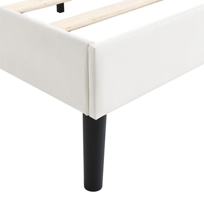 BIKAHOM Platform Bed Frame w/Adjusting Headboard, King, White (For Parts)