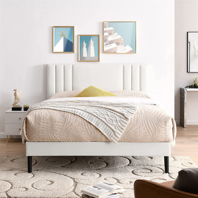 Tufted Upholstered Platform Bed Frame w/Adjusting Headboard, Full (Used) - VMInnovations