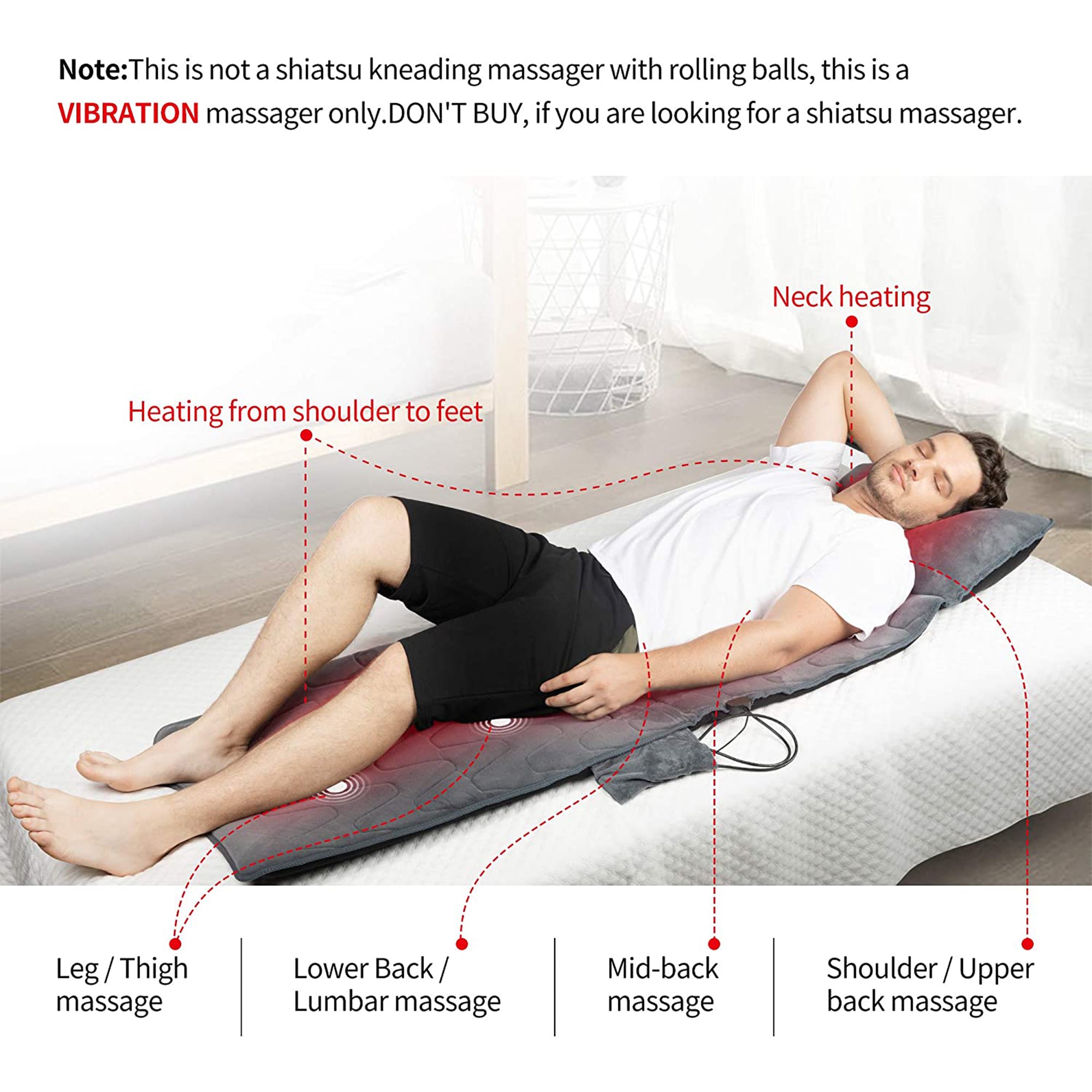 Bi-Comfer Full Body Electric Massage Mat/Heating Pad w/ Remote Control (Used) - VMInnovations