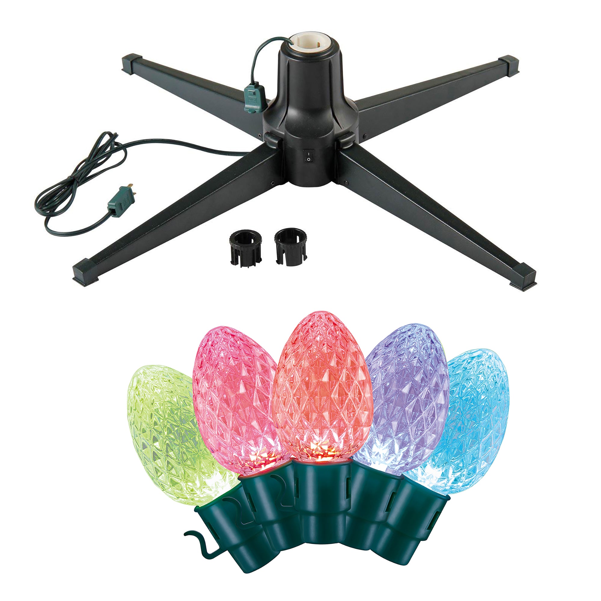 Home Heritage Rotating Christmas Tree Stand w/ Twinkly App Controlled RGB Lights