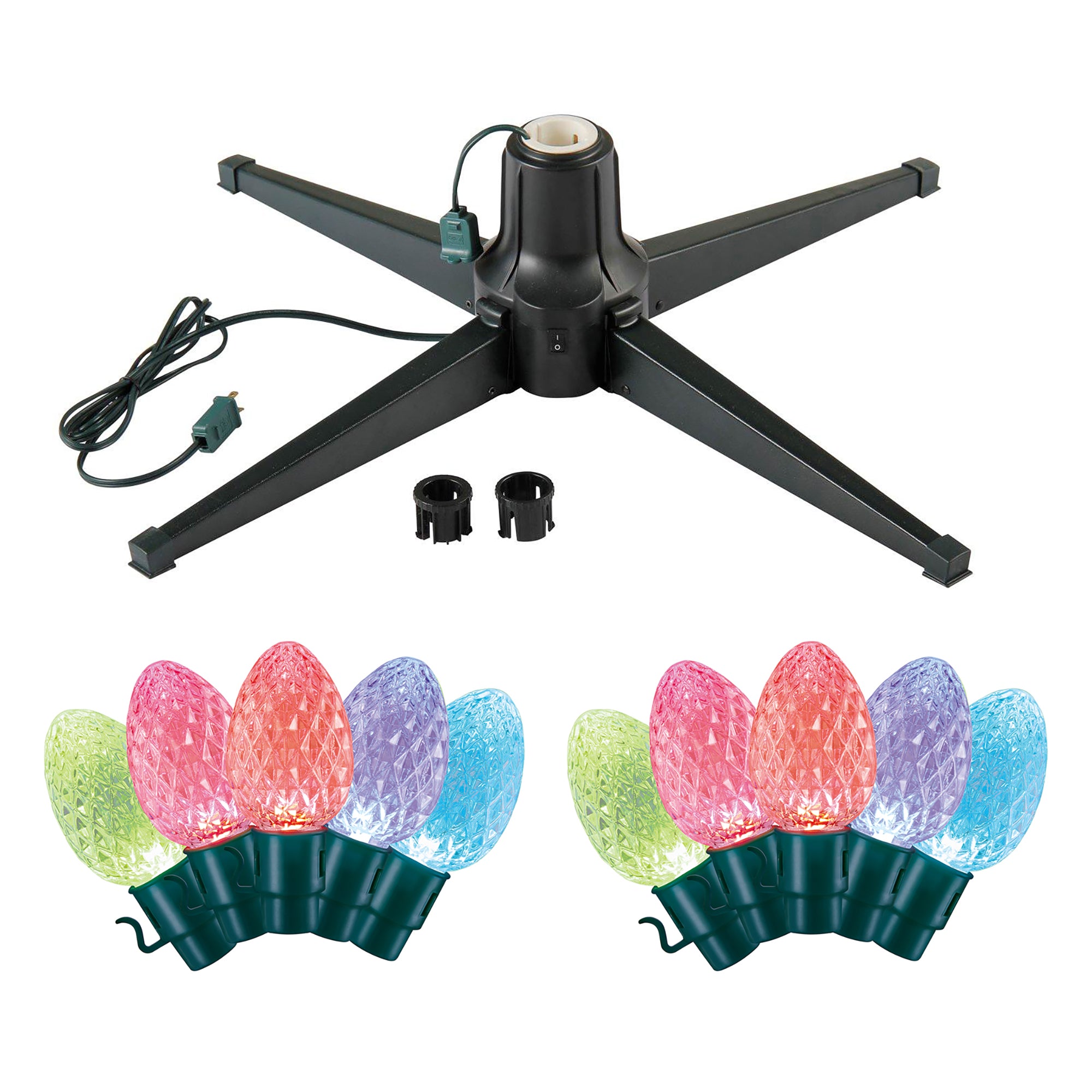 Home Heritage Rotating Christmas Tree Stand w/ Twinkly App Controlled RGB Lights