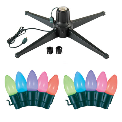 Home Heritage Rotating Christmas Tree Stand w/ Twinkly App Controlled RGB Lights