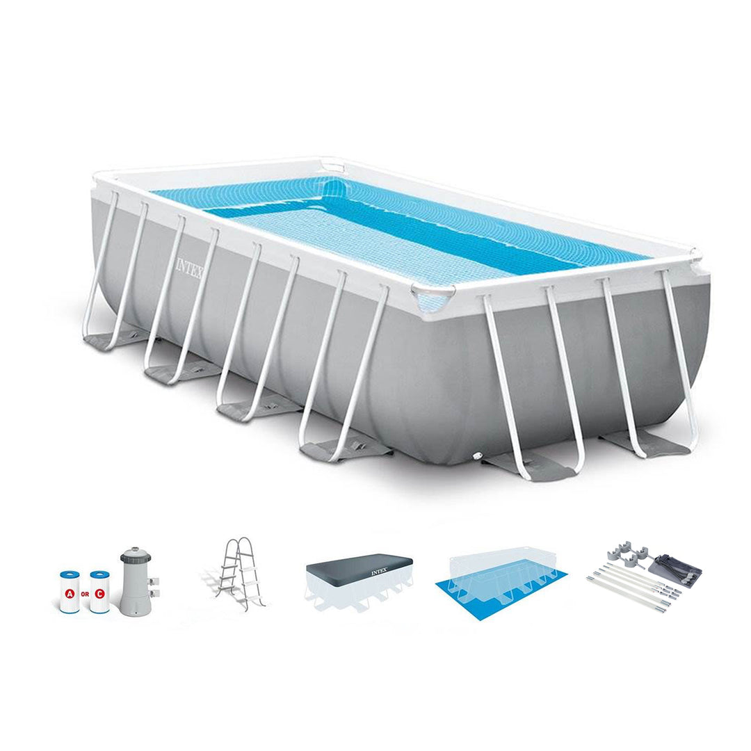 Intex 16' x 42" Prism Frame Rectangular Above Ground Swimming Pool Set w/ Canopy