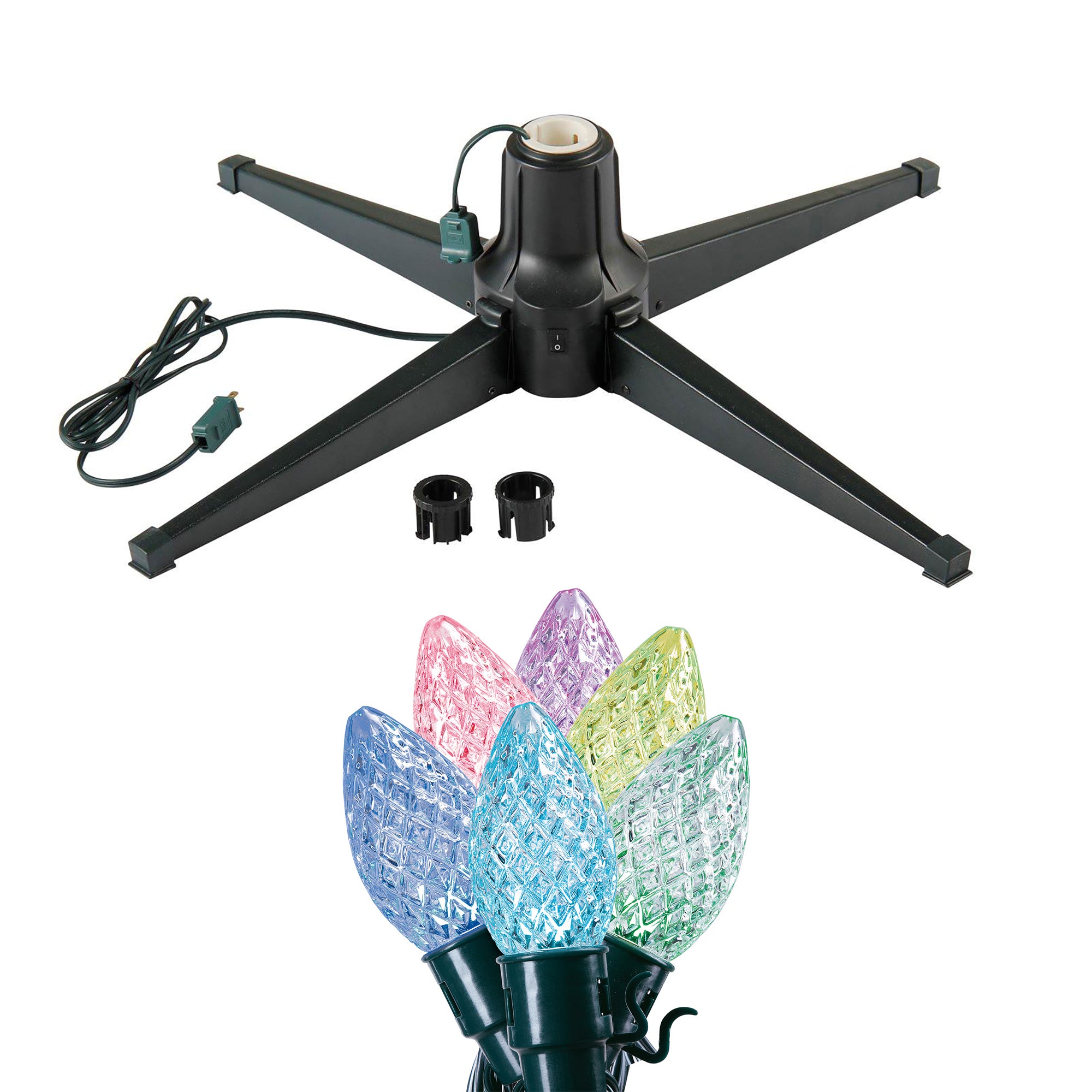 Home Heritage Rotating Christmas Tree Stand w/ Twinkly App Controlled RGB Lights
