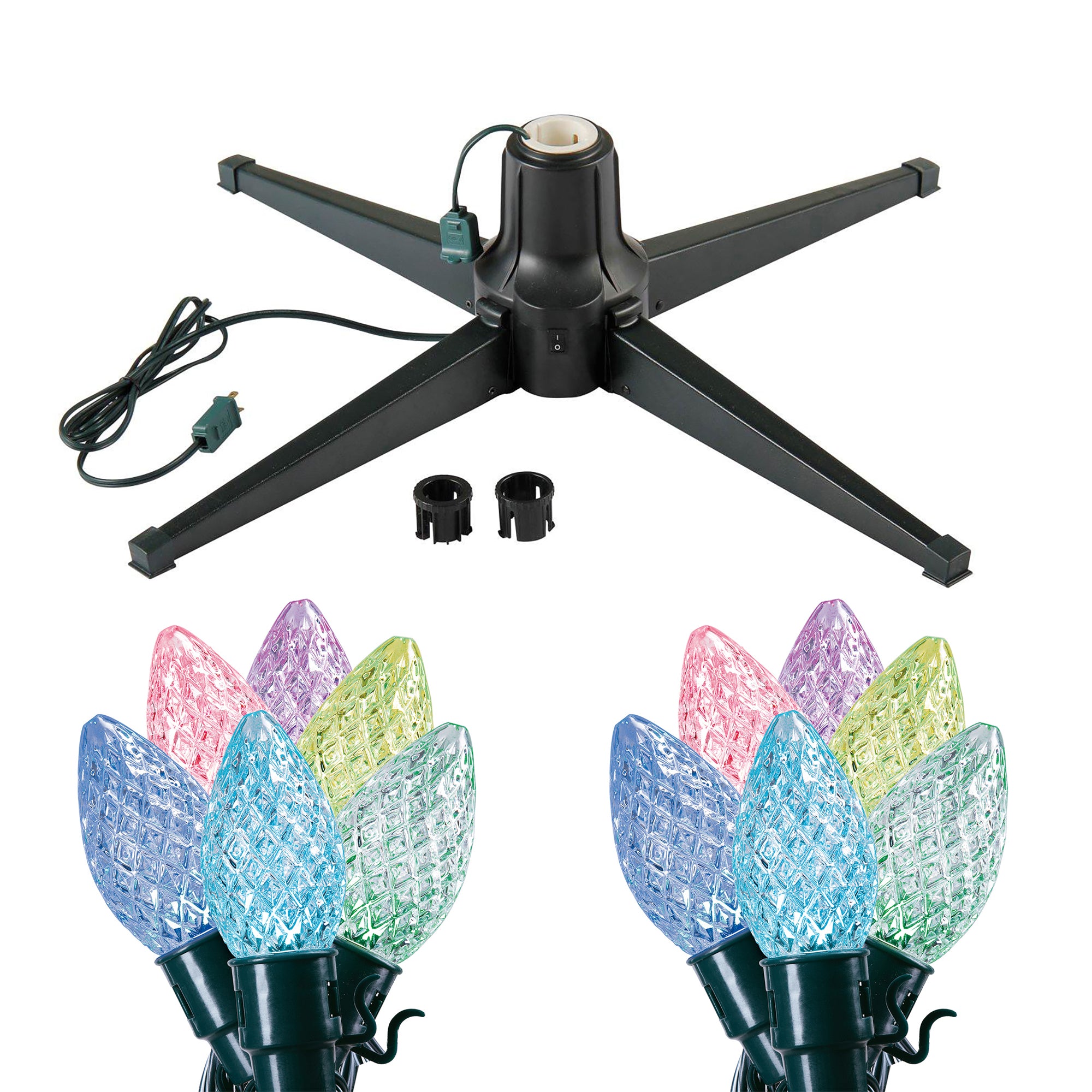 Home Heritage Rotating Christmas Tree Stand w/ Twinkly App Controlled RGB Lights