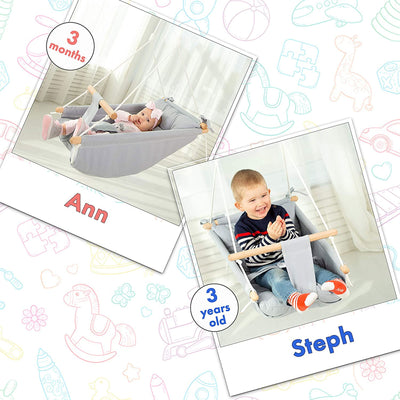 CaTeam Canvas Baby Wooden Hanging Swing Hammock Chair with Safety Belt, Gray - VMInnovations