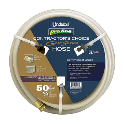 Underhill Proline 50' Garden Hose, Gold & Precision Cloudburst Hose End Nozzle