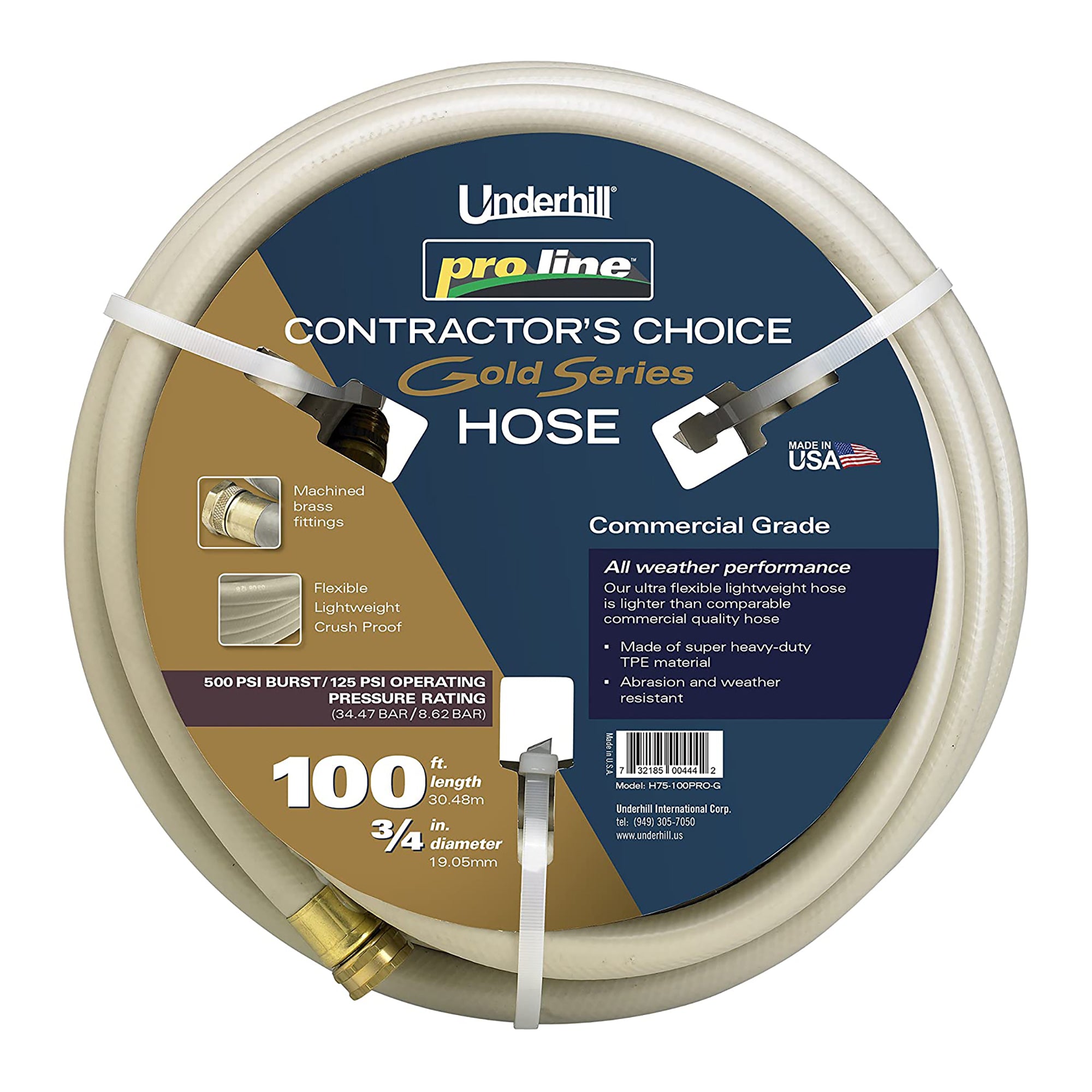 Underhill ProLine Gold Series 3/4 Inch x 100 Foot Garden Water Hose (Open Box)
