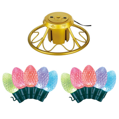 Home Heritage Rotating Christmas Tree Stand w/ Twinkly App Controlled RGB Lights