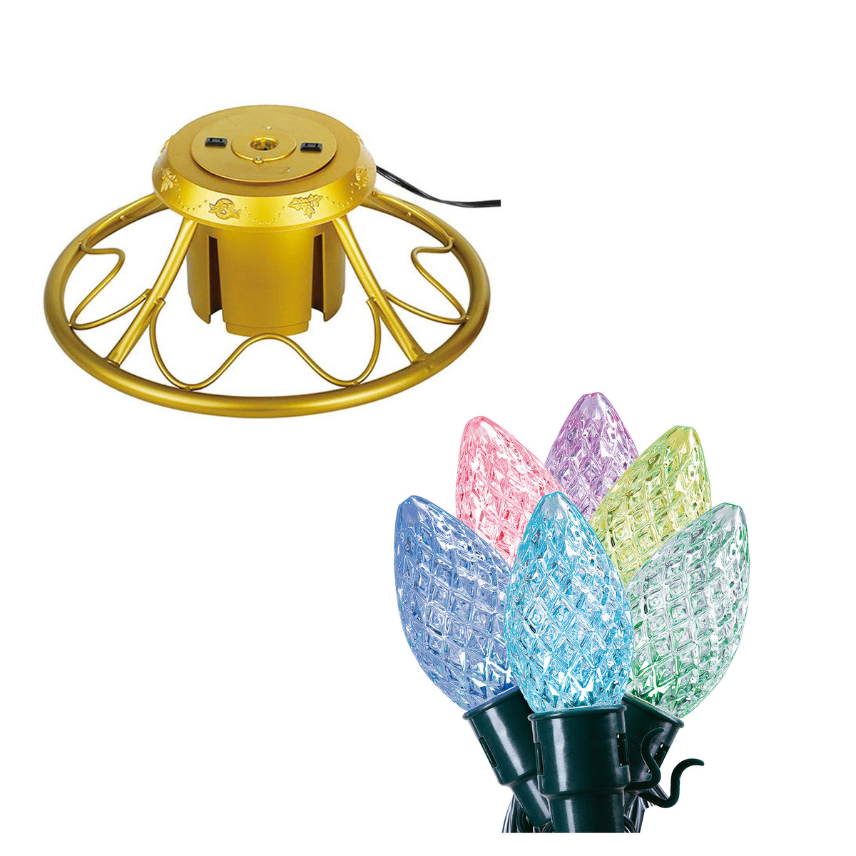 Home Heritage Rotating Christmas Tree Stand w/ Twinkly App Controlled RGB Lights