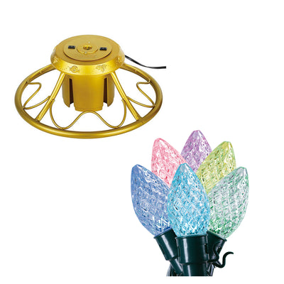 Home Heritage Rotating Christmas Tree Stand w/ Twinkly App Controlled RGB Lights