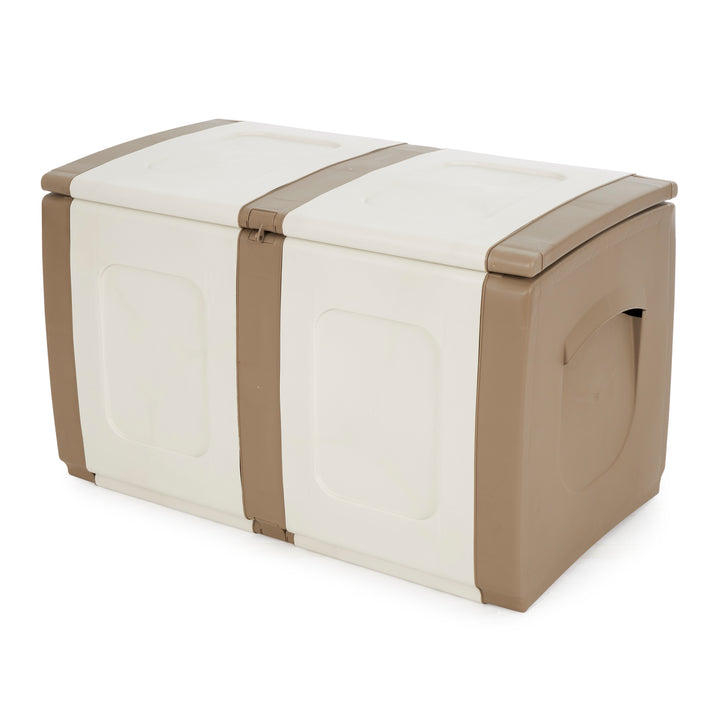 Homeplast Regular Outdoor Heavy Duty Plastic Storage Deck Box, Beige/White(Used)