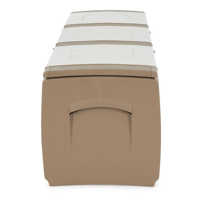 Homeplast Bold 79 Gallon Plastic Storage Trunk Resin Deck Box, Beige/White
