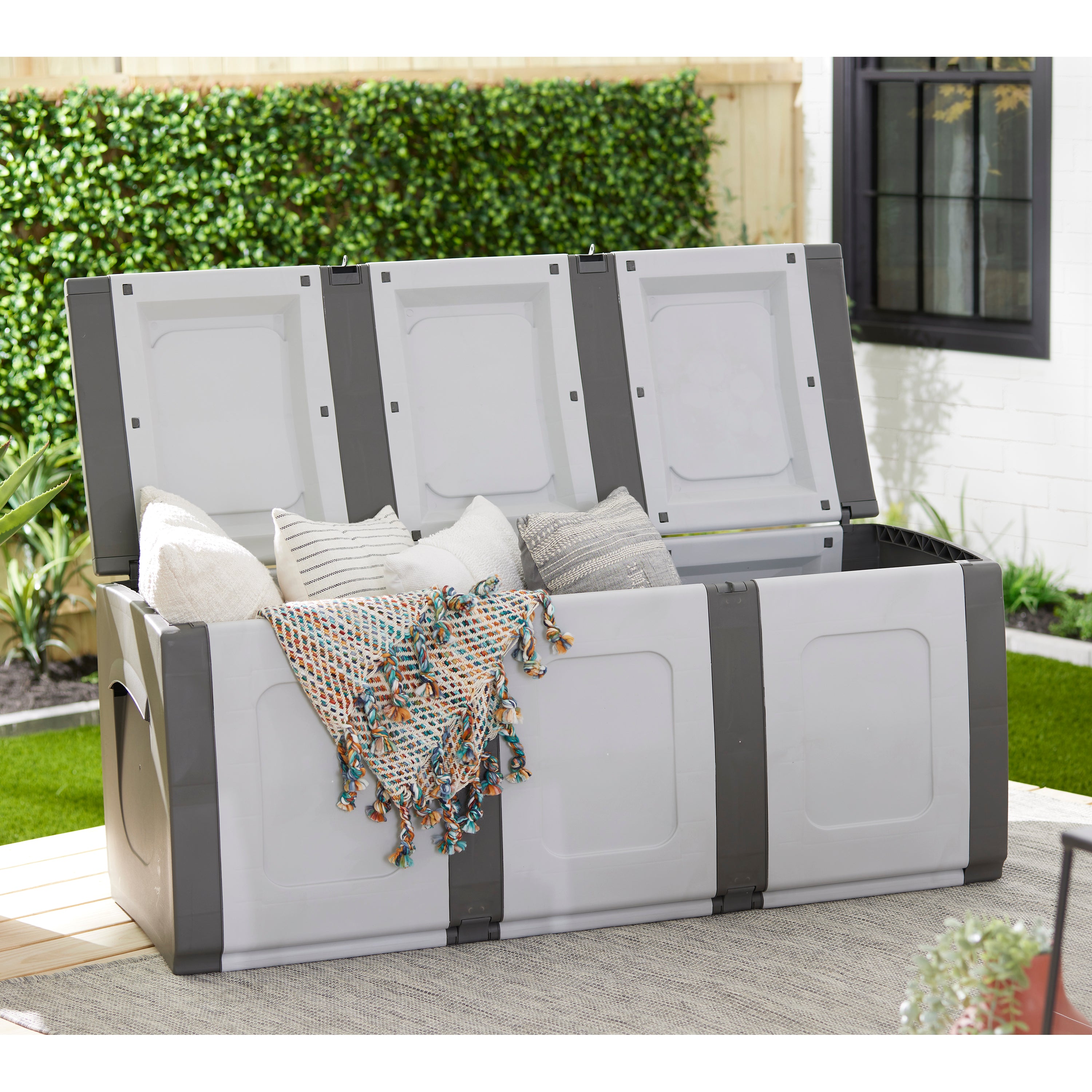 Homeplast Bold 79 Gallon Plastic Storage Trunk Resin Deck Box (Open Box) - VMInnovations