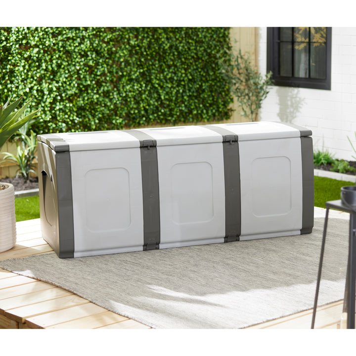 Homeplast Bold Plastic Storage Trunk Resin Deck Box for Patio Cushions, Gray/Anthracite