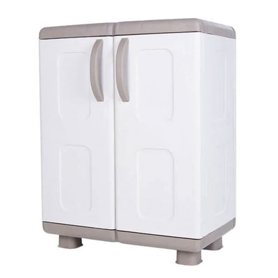 Homeplast Eve Cabinet 2 Door 2 Shelf Outdoor Plastic Storage Unit, Beige (Used)