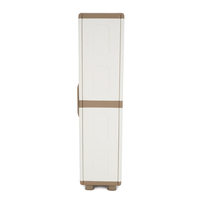 Homeplast Leto Indoor Outdoor Storage Cabinet & Shoe Rack, Beige/White (Used)