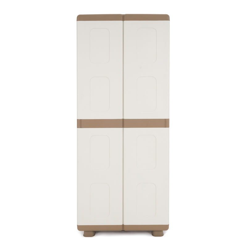 Homeplast Leto Indoor Outdoor Storage Cabinet & Shoe Rack, Beige/White (Used)