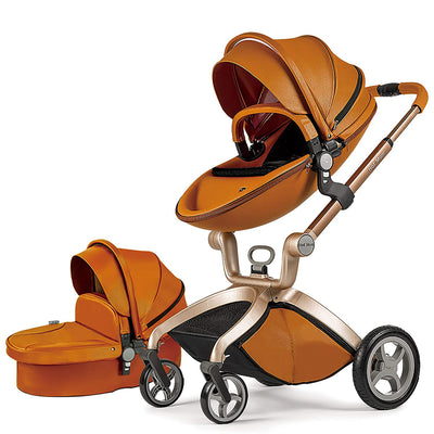 Hot Mom 360 Degree Rotating Baby Carriage High Landscape Pram Stroller, Brown - VMInnovations