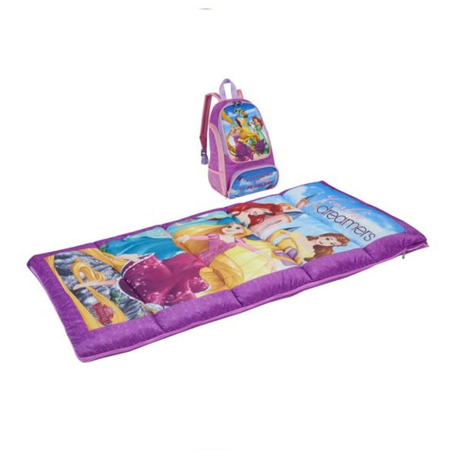 Exxel Outdoors Disney Oxford Sleeping Bag Kit w/Belle, Ariel, & Rapunzel (Used) - VMInnovations