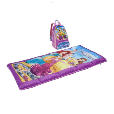 Exxel Outdoors Disney Oxford Sleeping Bag Kit w/Belle, Ariel, & Rapunzel (Used) - VMInnovations